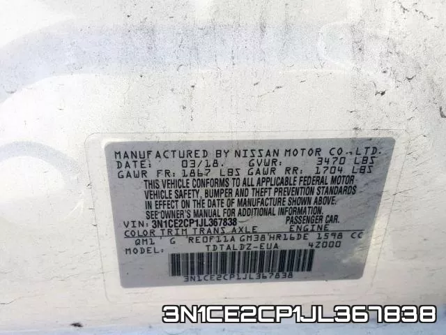 3N1CE2CP1JL367838 фото 2
