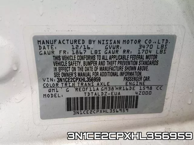 3N1CE2CPXHL356959 фото 2