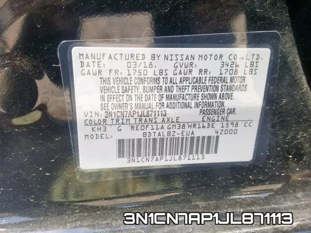 3N1CN7AP1JL871113 фото 2