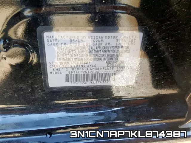 3N1CN7AP7KL874387 фото 2