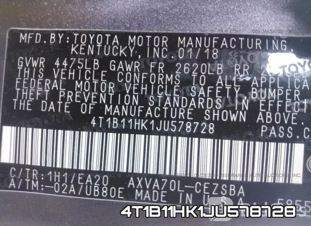 4T1B11HK1JU578728 фото 10