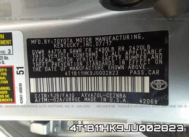 4T1B11HK9JU002823 фото 10