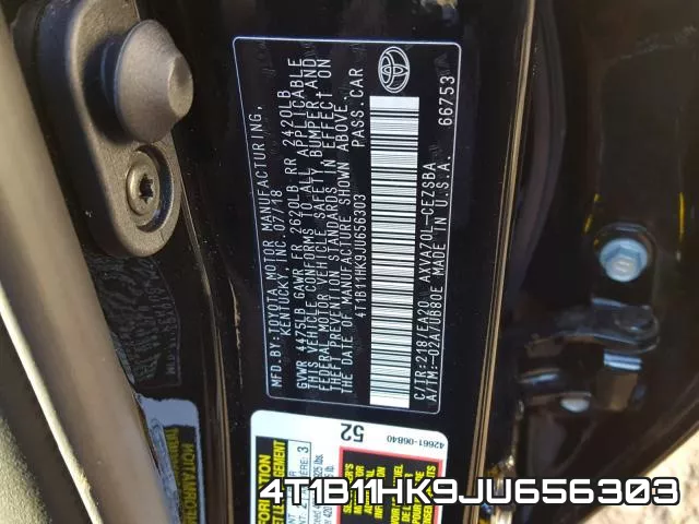4T1B11HK9JU656303 фото 2