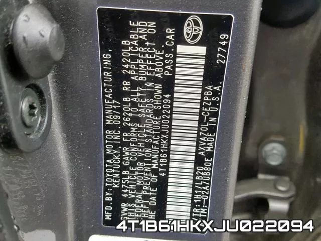 4T1B61HKXJU022094 фото 2