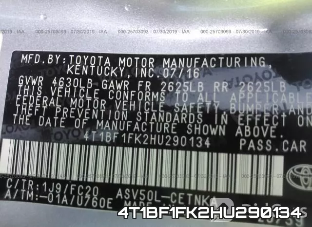 4T1BF1FK2HU290134 фото 10