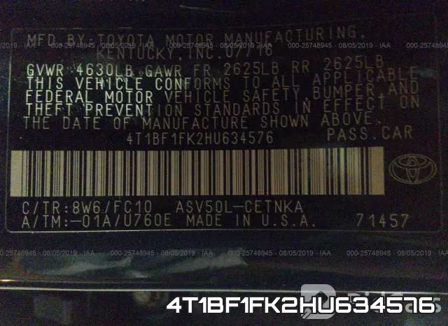 4T1BF1FK2HU634576 фото 10