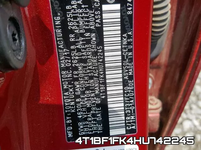 4T1BF1FK4HU742245 фото 2