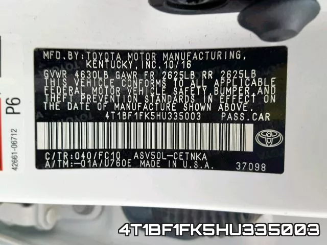 4T1BF1FK5HU335003 фото 2