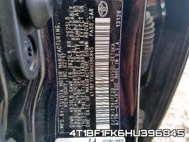 4T1BF1FK6HU396845 фото 2