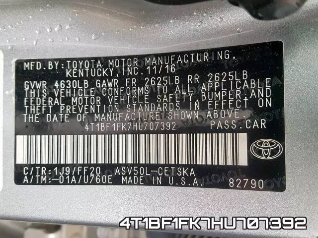 4T1BF1FK7HU707392 фото 2
