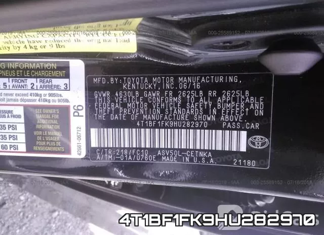 4T1BF1FK9HU282970 фото 10