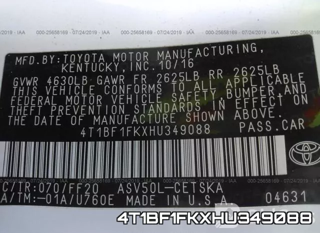 4T1BF1FKXHU349088 фото 10