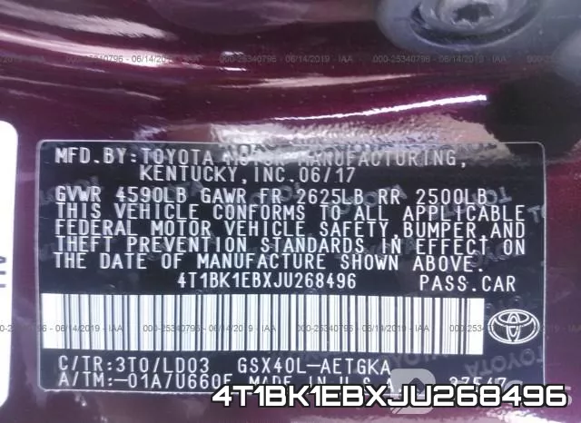 4T1BK1EBXJU268496 фото 10