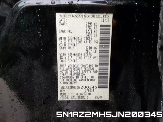 5N1AZ2MH5JN200345 фото 2