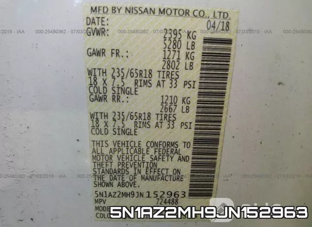 5N1AZ2MH9JN152963 фото 10