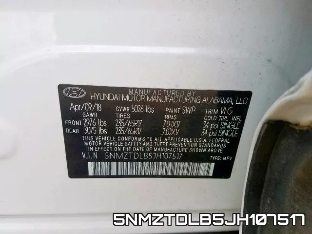 5NMZTDLB5JH107517 фото 2