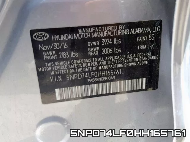 5NPD74LF0HH165761 фото 2