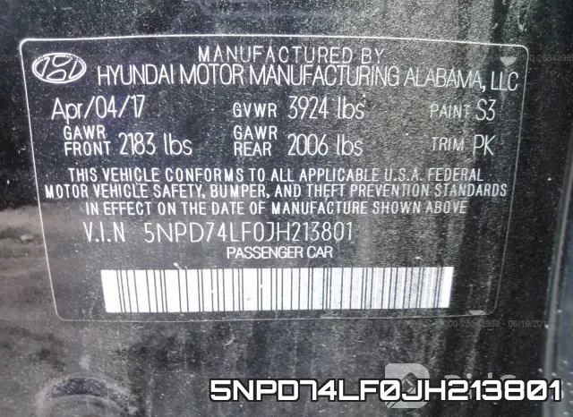 5NPD74LF0JH213801 фото 10