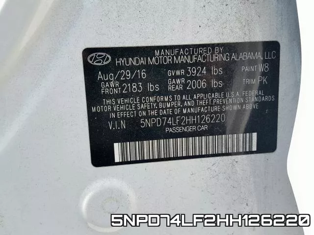 5NPD74LF2HH126220 фото 2