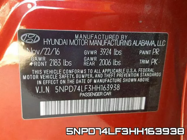 5NPD74LF3HH163938 фото 2