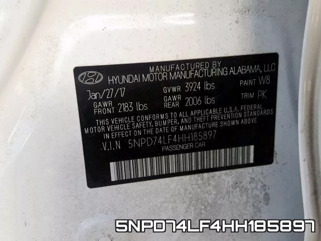 5NPD74LF4HH185897 фото 2