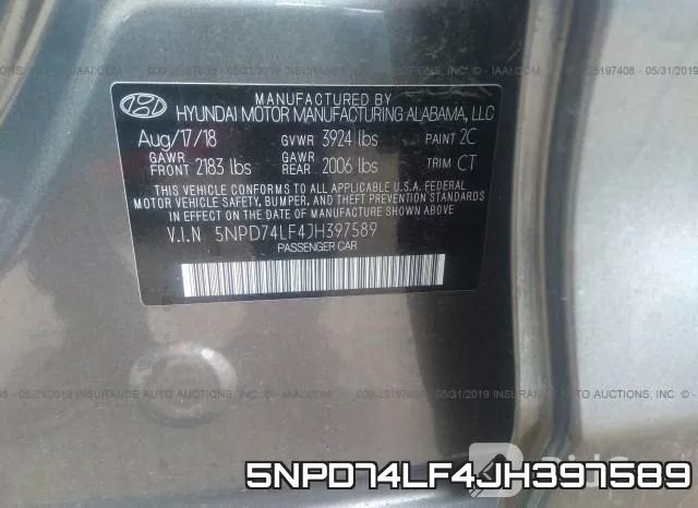 5NPD74LF4JH397589 фото 10