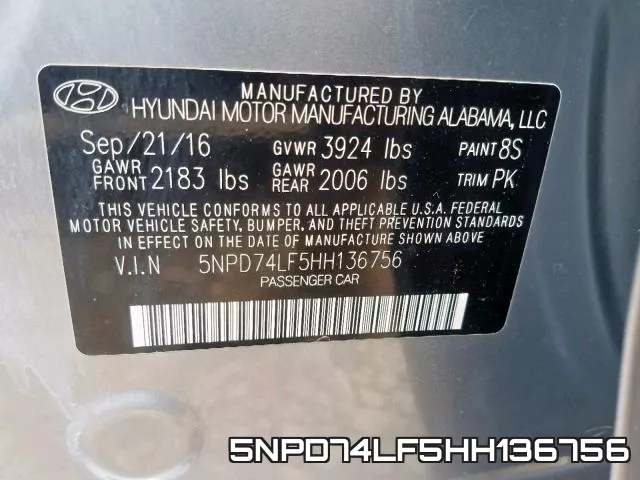 5NPD74LF5HH136756 фото 2