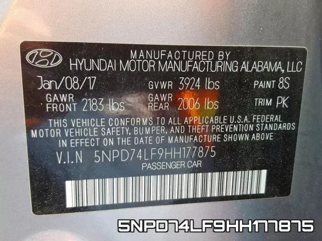 5NPD74LF9HH177875 фото 2