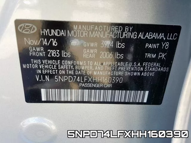 5NPD74LFXHH160390 фото 2