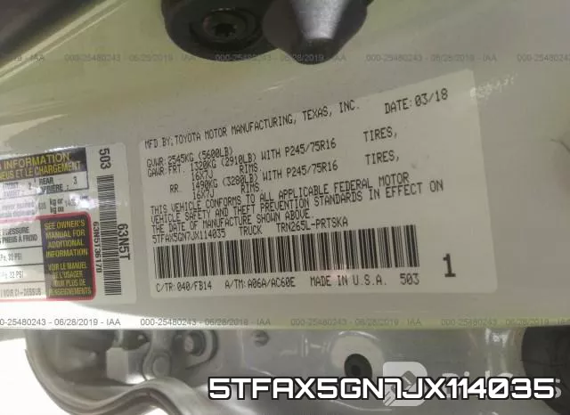 5TFAX5GN7JX114035 фото 10