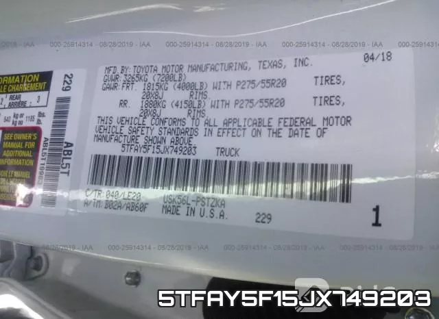 5TFAY5F15JX749203 фото 10