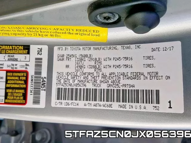 5TFAZ5CN0JX056396 фото 2
