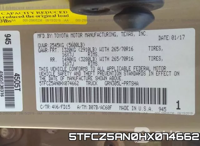 5TFCZ5AN0HX074662 фото 10