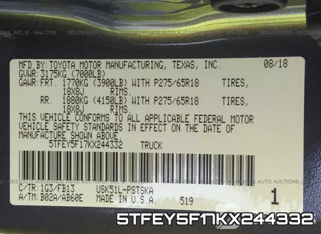 5TFEY5F17KX244332 фото 10