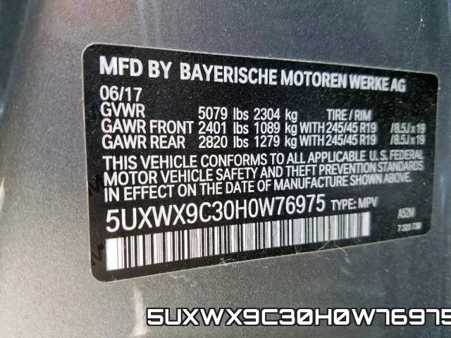 5UXWX9C30H0W76975 фото 2