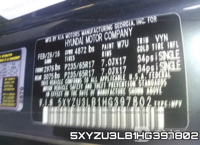 5XYZU3LB1HG397802 фото 10