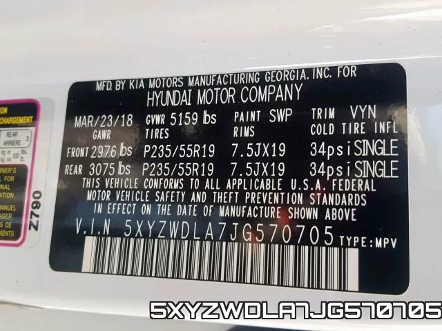5XYZWDLA7JG570705 фото 2