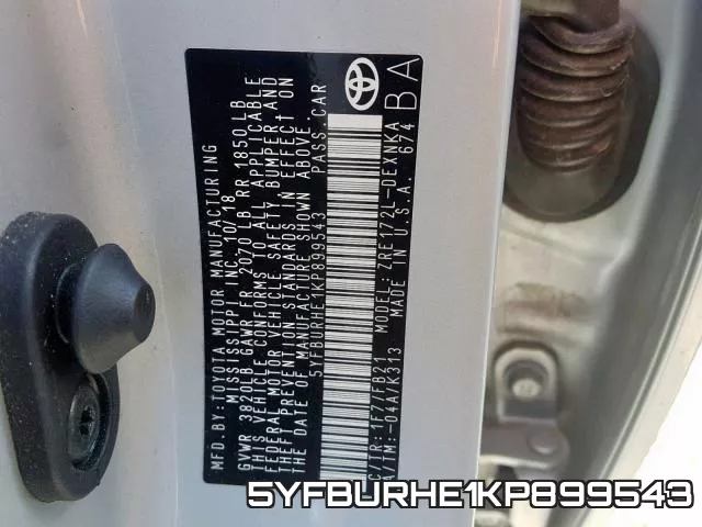 5YFBURHE1KP899543 фото 2