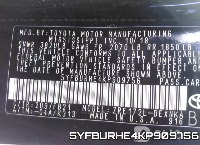 5YFBURHE4KP909756 фото 10