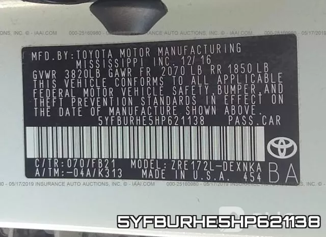 5YFBURHE5HP621138 фото 10