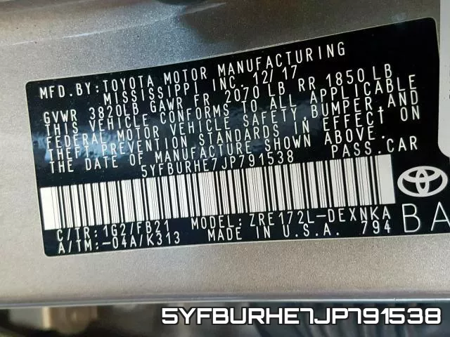 5YFBURHE7JP791538 фото 2