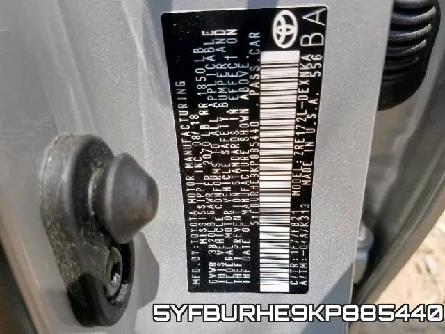 5YFBURHE9KP885440 фото 2