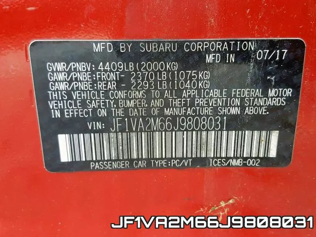 JF1VA2M66J9808031 фото 2