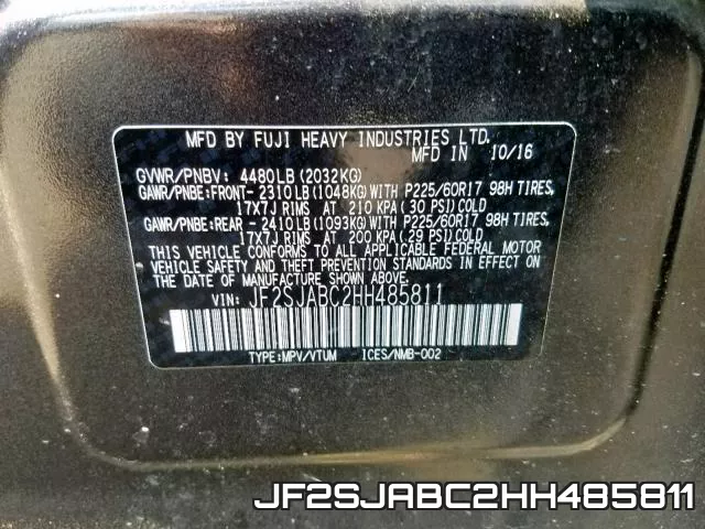 JF2SJABC2HH485811 фото 2