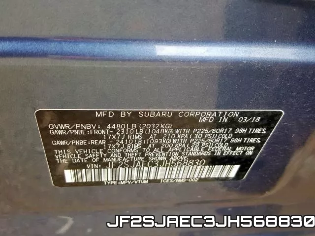 JF2SJAEC3JH568830 фото 2