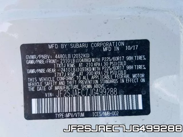 JF2SJAEC7JG499288 фото 2