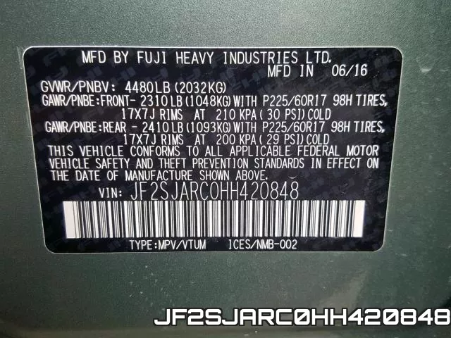 JF2SJARC0HH420848 фото 2