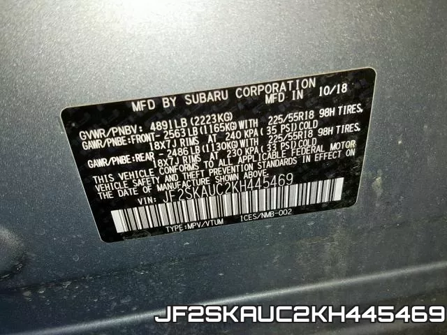 JF2SKAUC2KH445469 фото 2