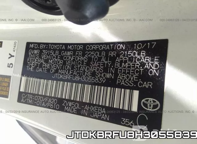 JTDKBRFU8H3055839 фото 10