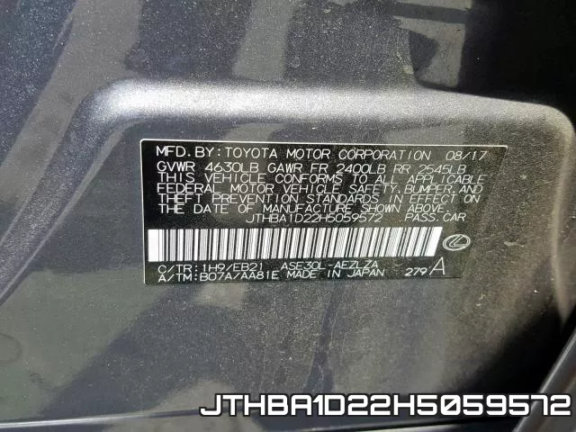 JTHBA1D22H5059572 фото 2